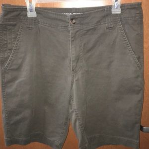 Men’s gray flat front shorts.